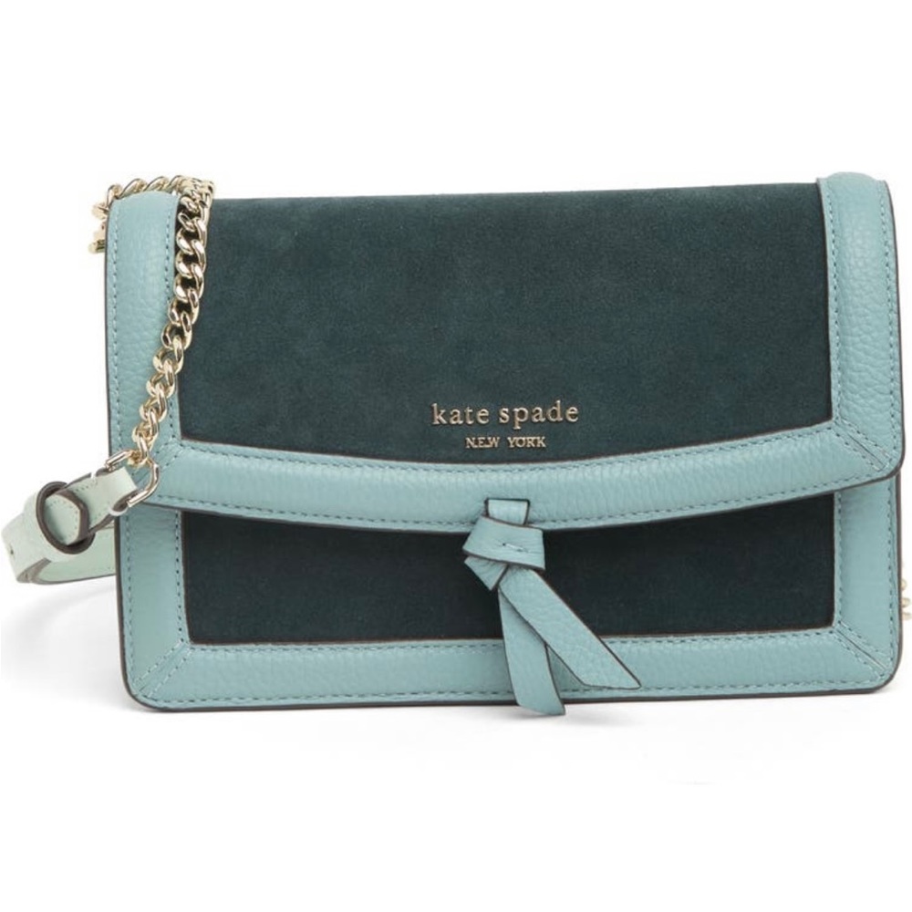 NWT Kate Spade green color block flap crossbody bag and NWT mint wristlet set - Picture 6 of 15